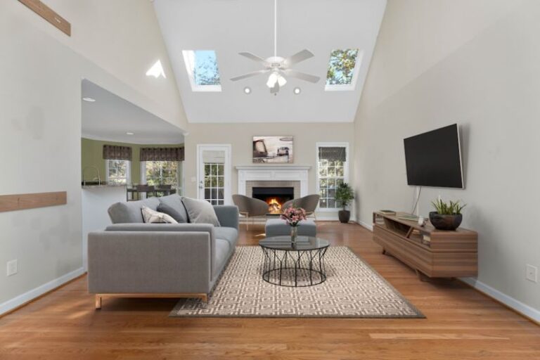 Virtual Staging - a living room with a fireplace